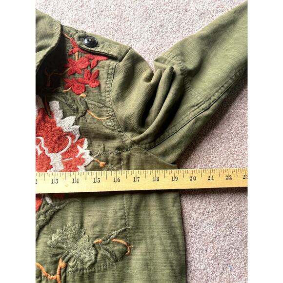 Anthropologie Hei Hei Utility Jacket XS Olive Green Floral Embroidered Boho Fall - Picture 11 of 13